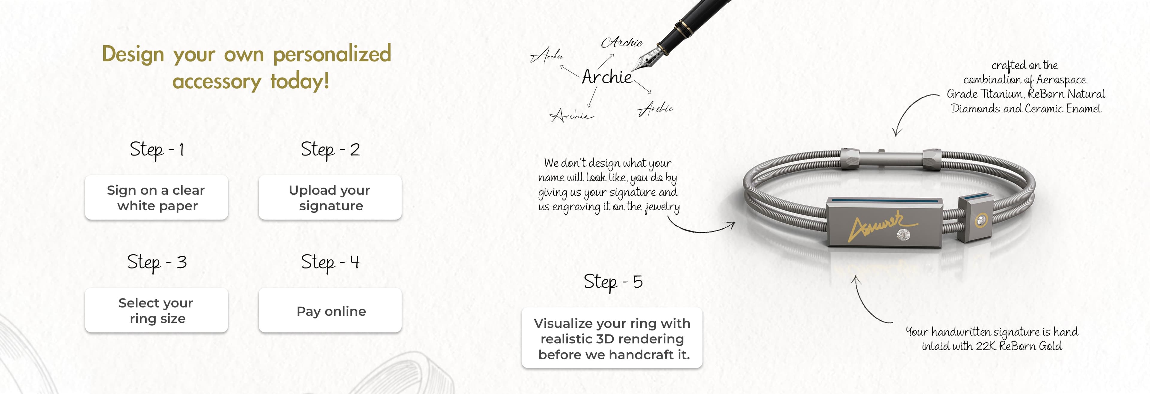 Autograph collection — titanium jewellery engraved by hand