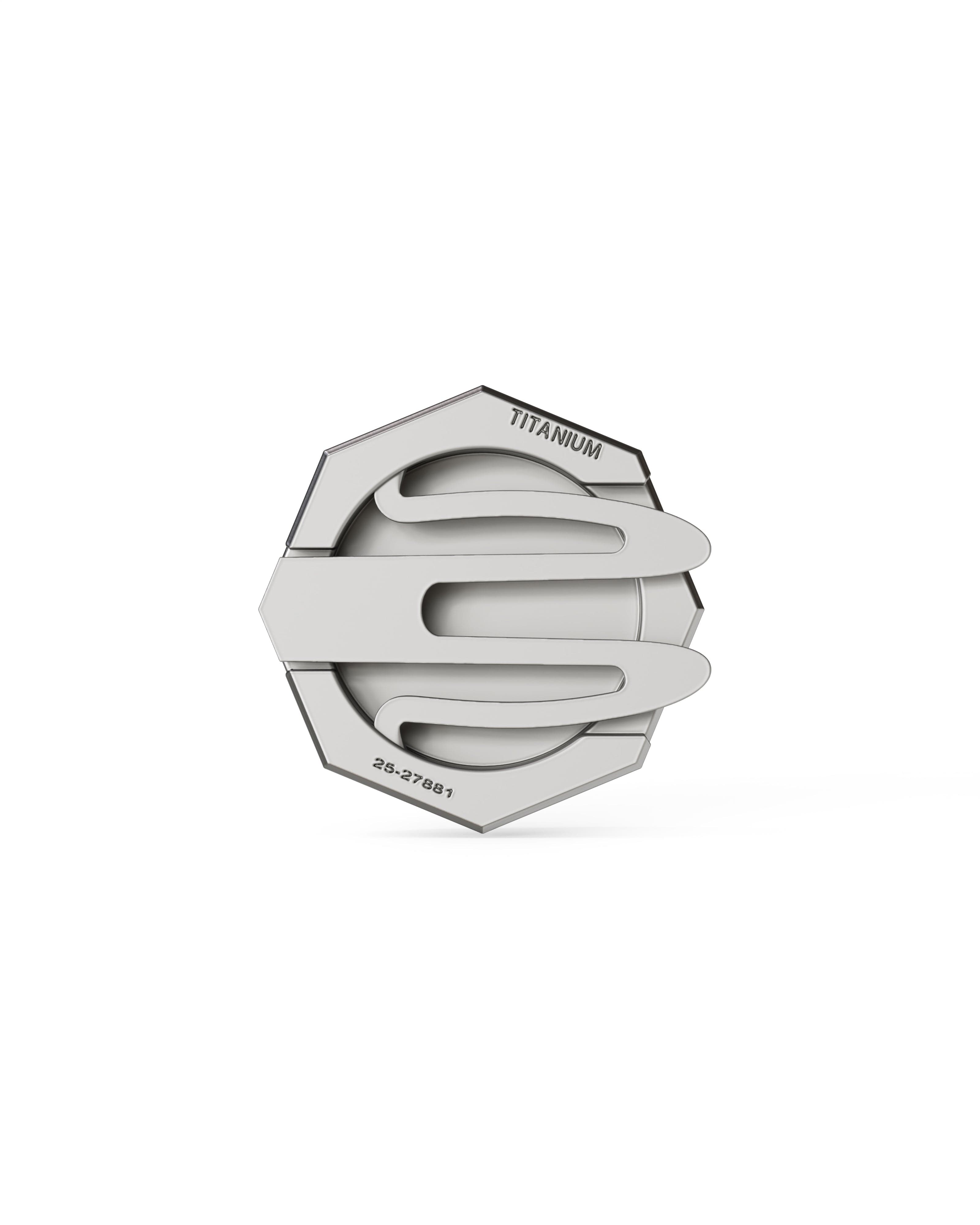 Men's  Silver Titanium Button Cover with Matte Finish