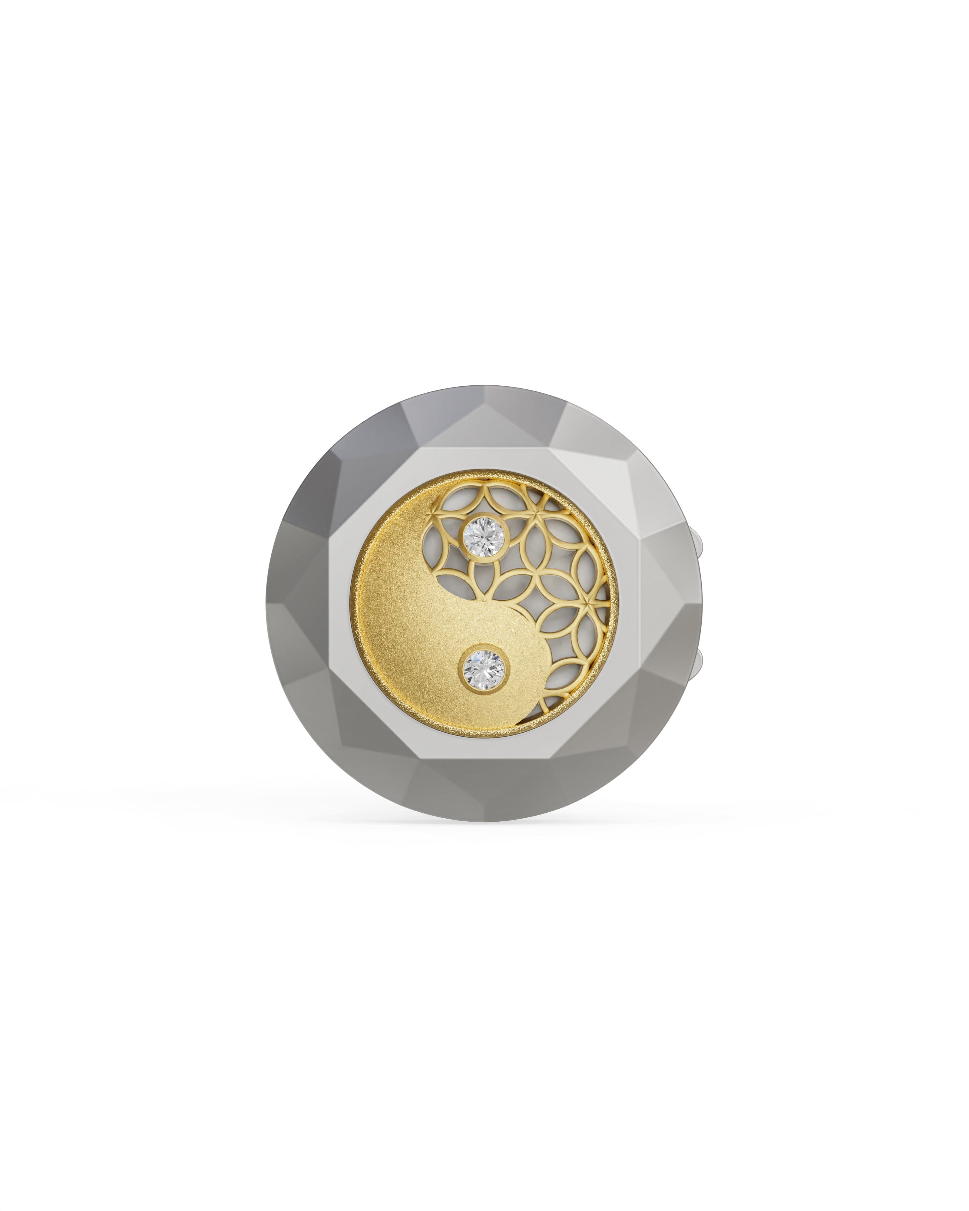 Men's  Silver Titanium Button Cover with Matte Finish