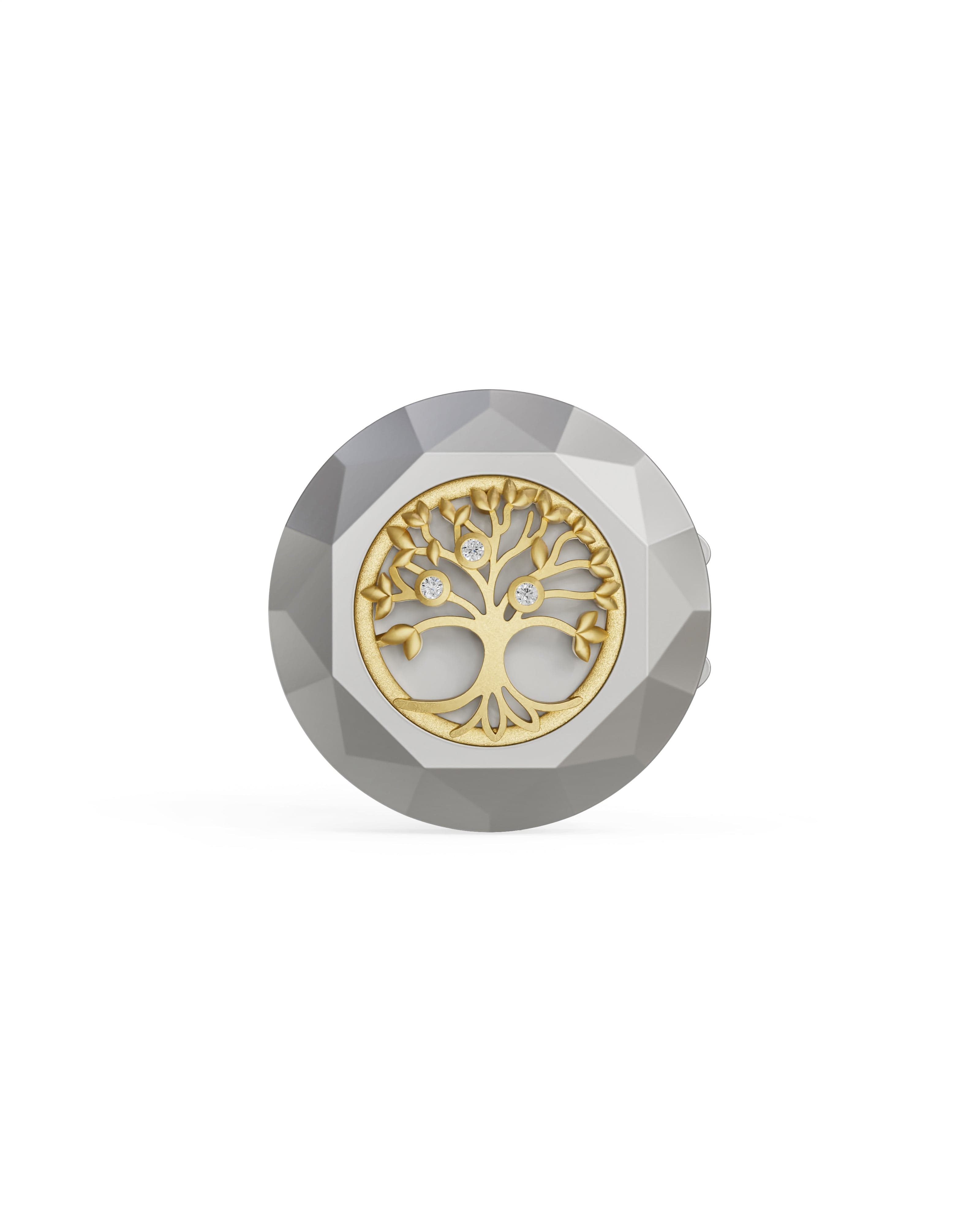 Men's  Silver Titanium Button Cover with Matte Finish