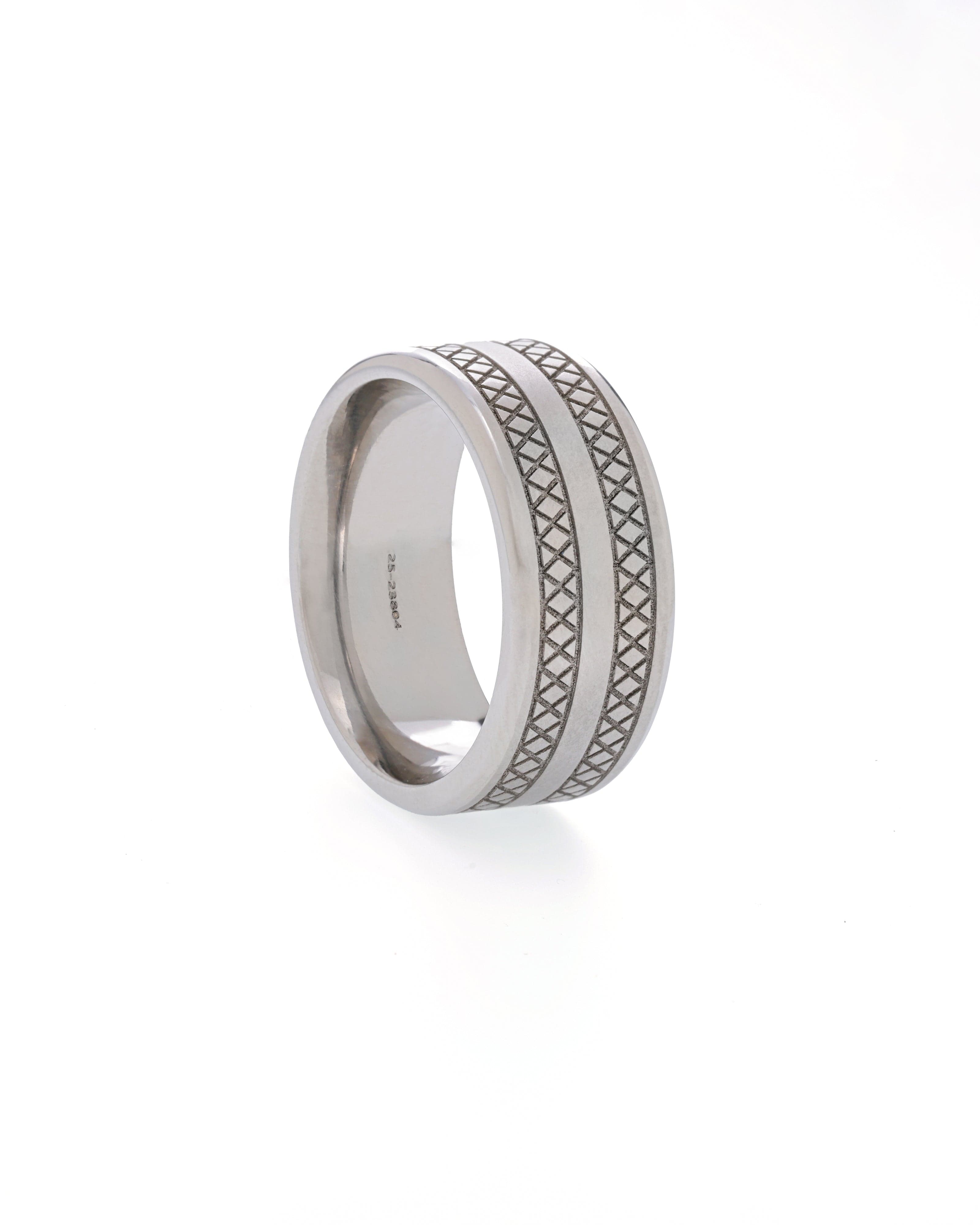 Mens's Silver Titanium Ring with Matte Finish