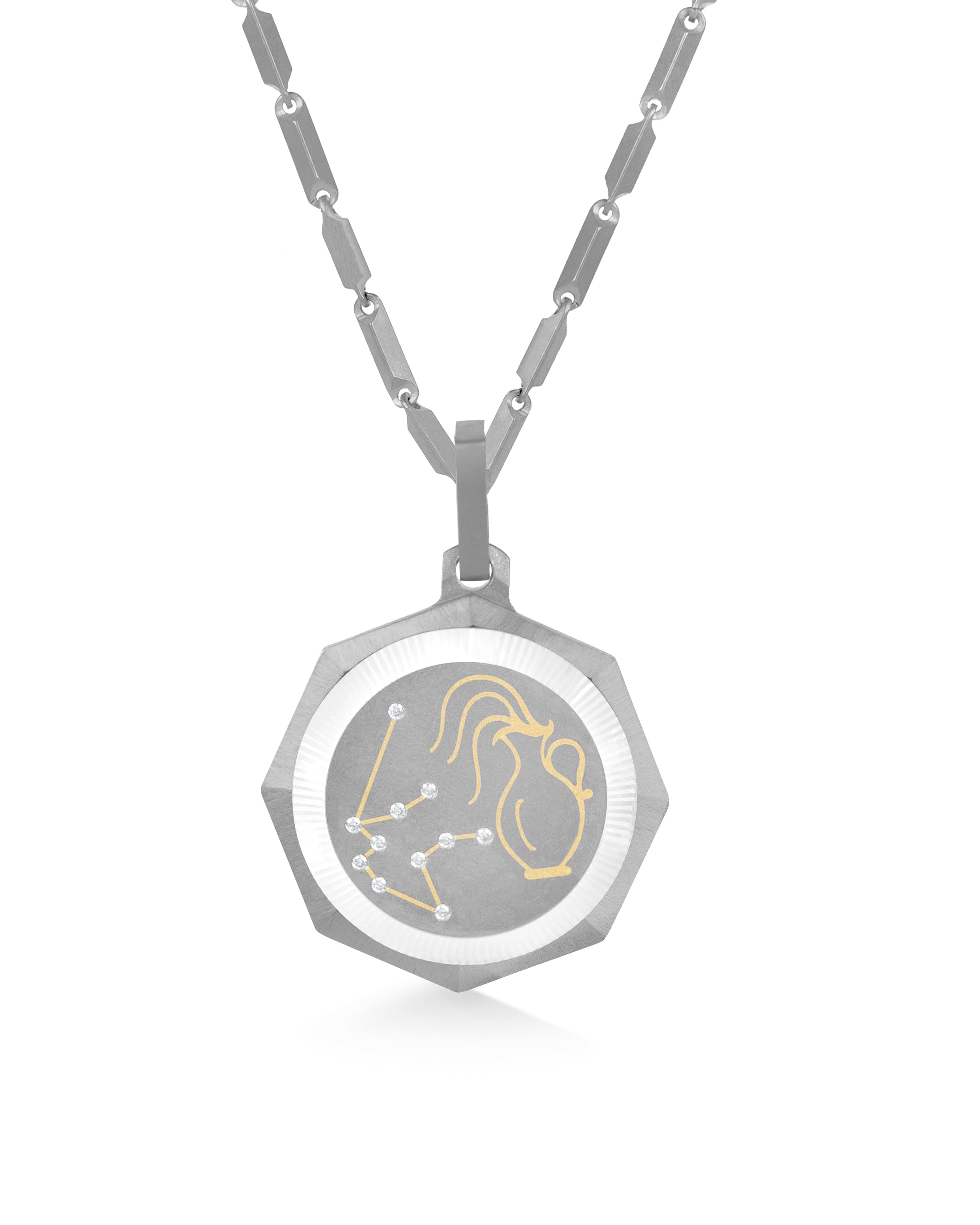 Aquarius – Titanium Zodiac Pendant.