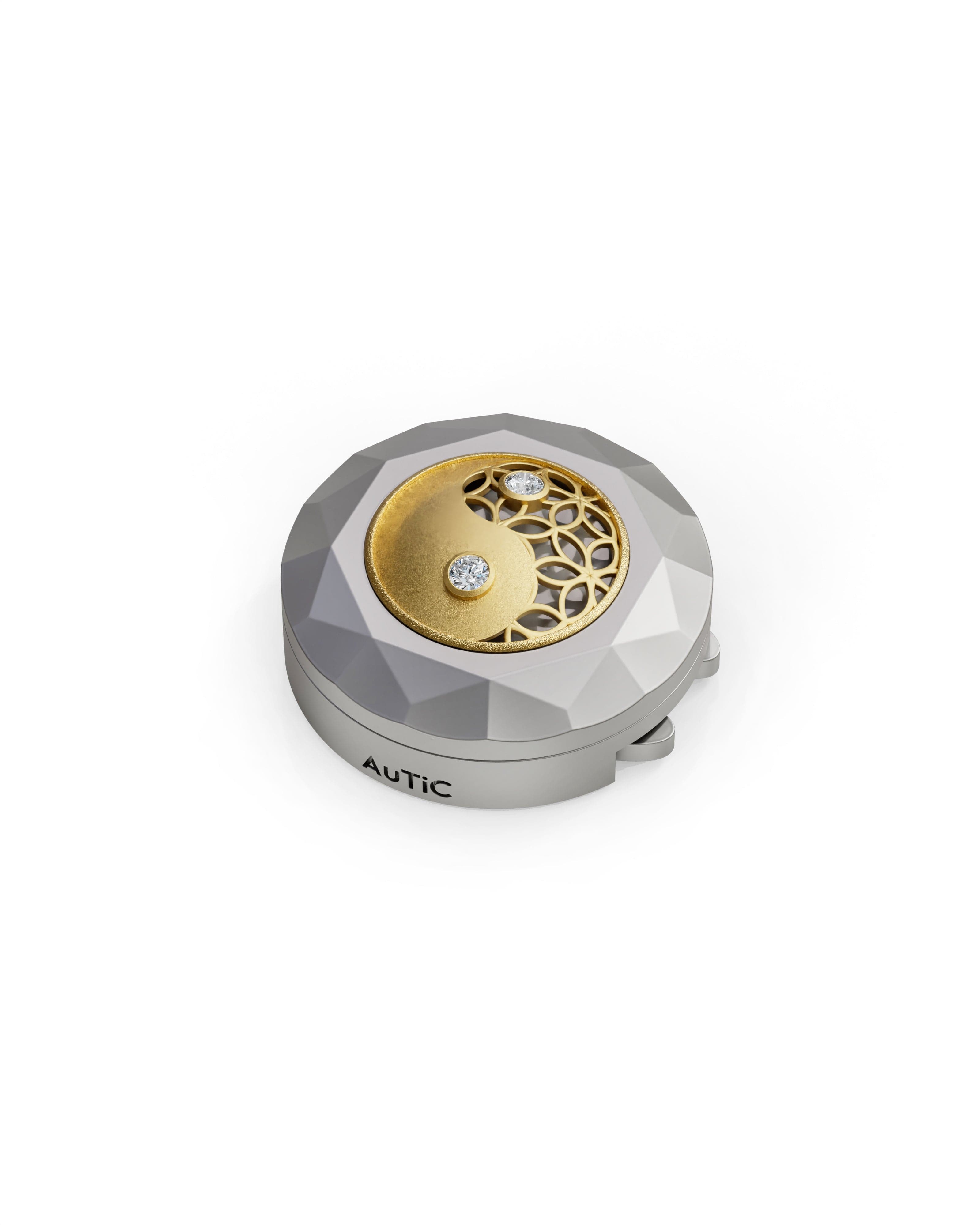 Men's  Silver Titanium Button Cover with Matte Finish