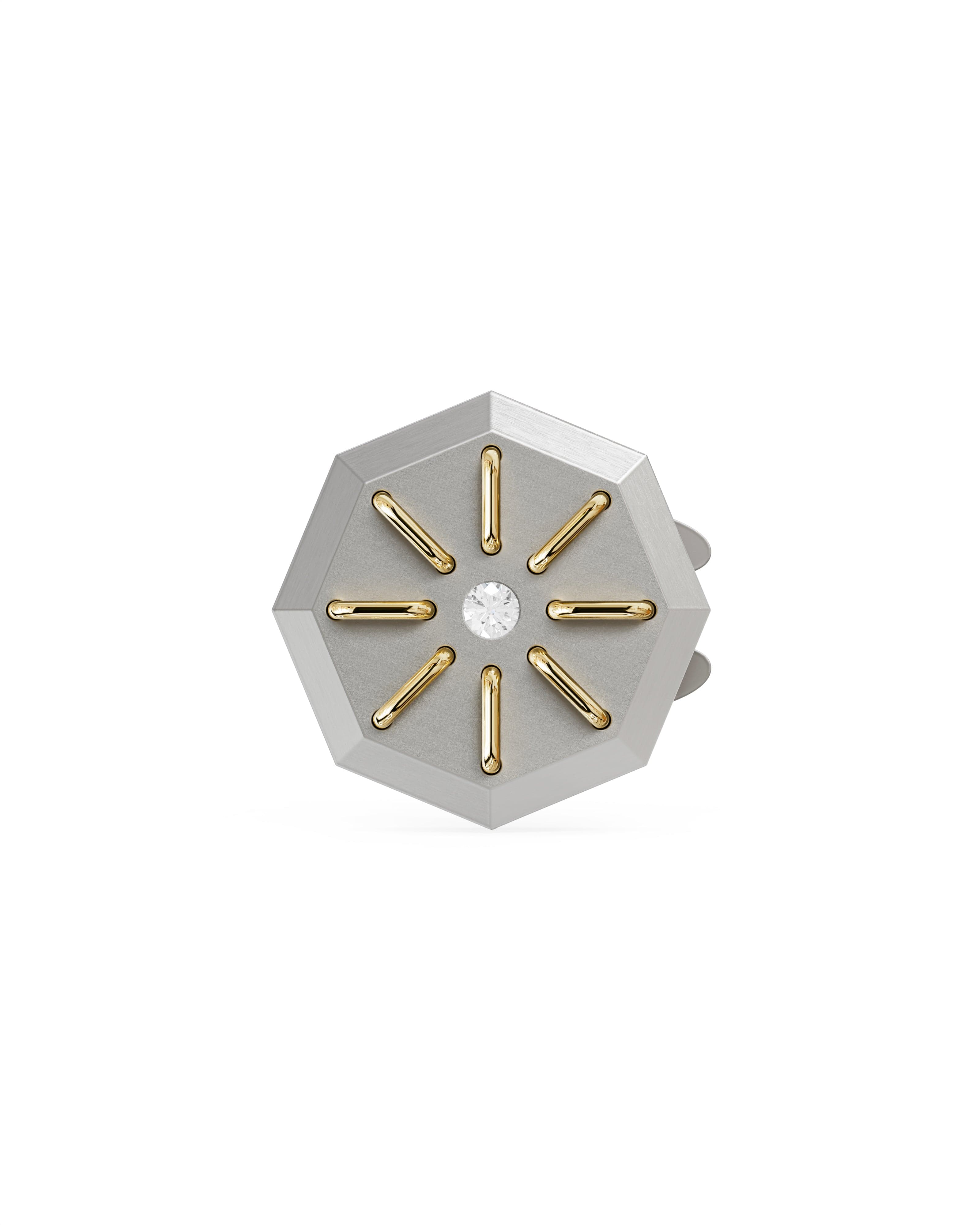 Men's  Silver Titanium Button Cover with Matte Finish