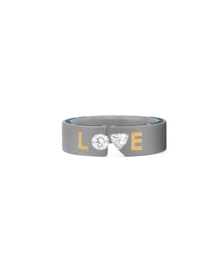 Women's  Silver  Love  Titanium Ring with Matte Finish