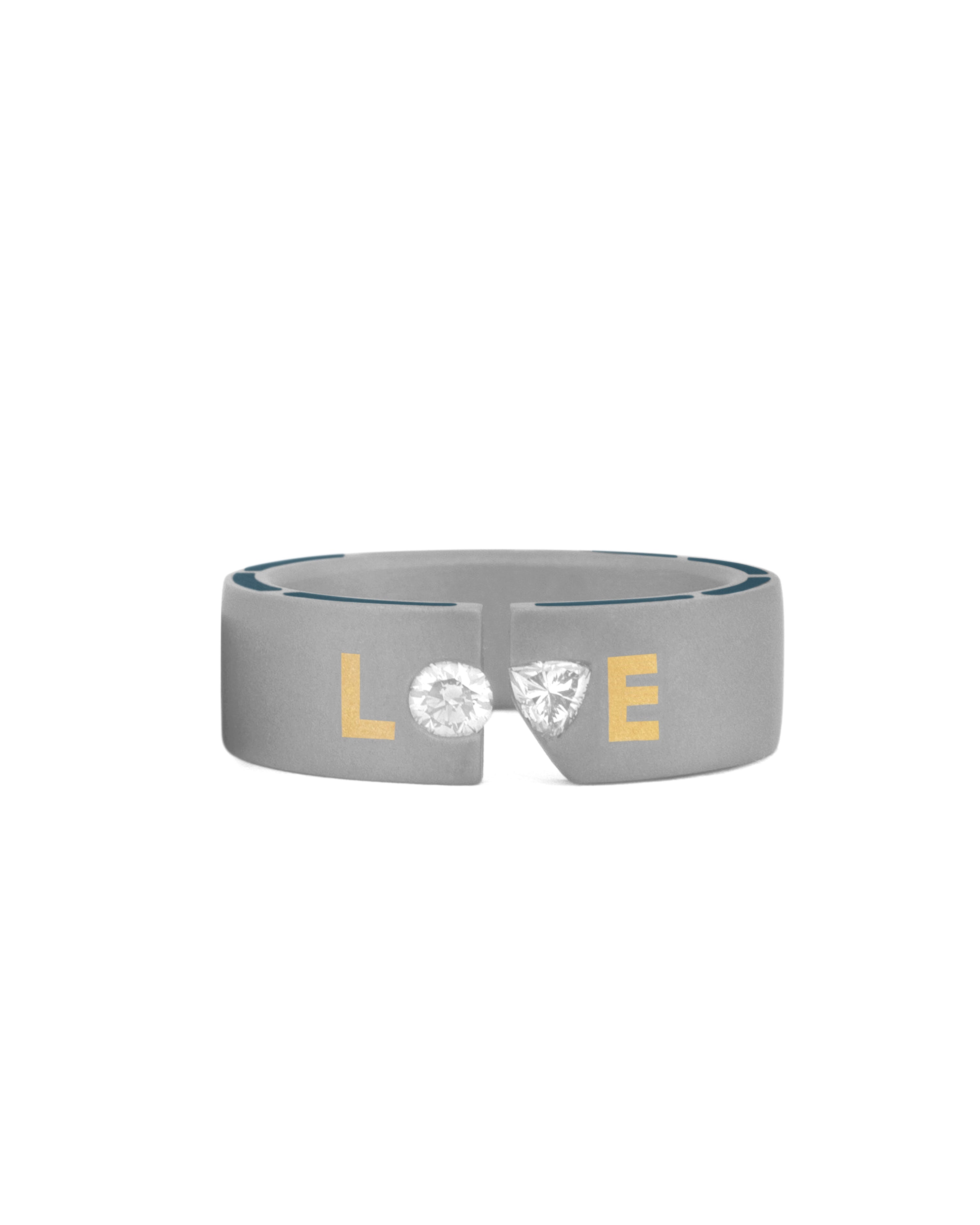 Men's Silver Love Titanium Ring with Matte Finish