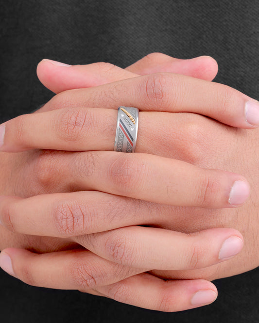 Mens's Silver Titanium Ring with Matte Finish