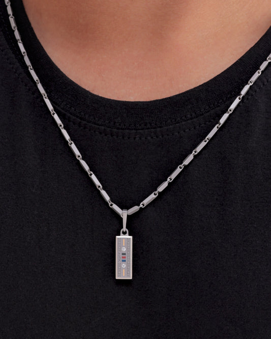 Mens's Silver Titanium Pendant with Matte Finish