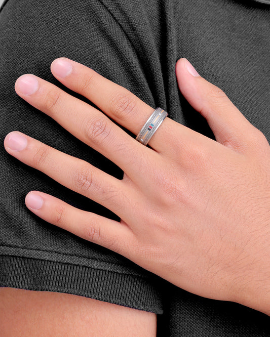 Mens's Silver Titanium Ring with Matte Finish