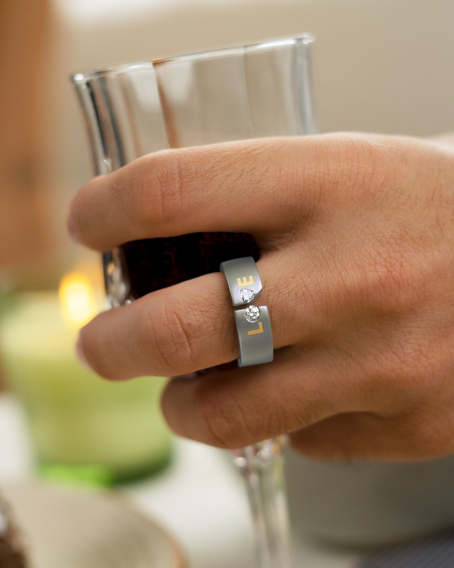 Men's Silver  Love Titanium Ring with Matte Finish