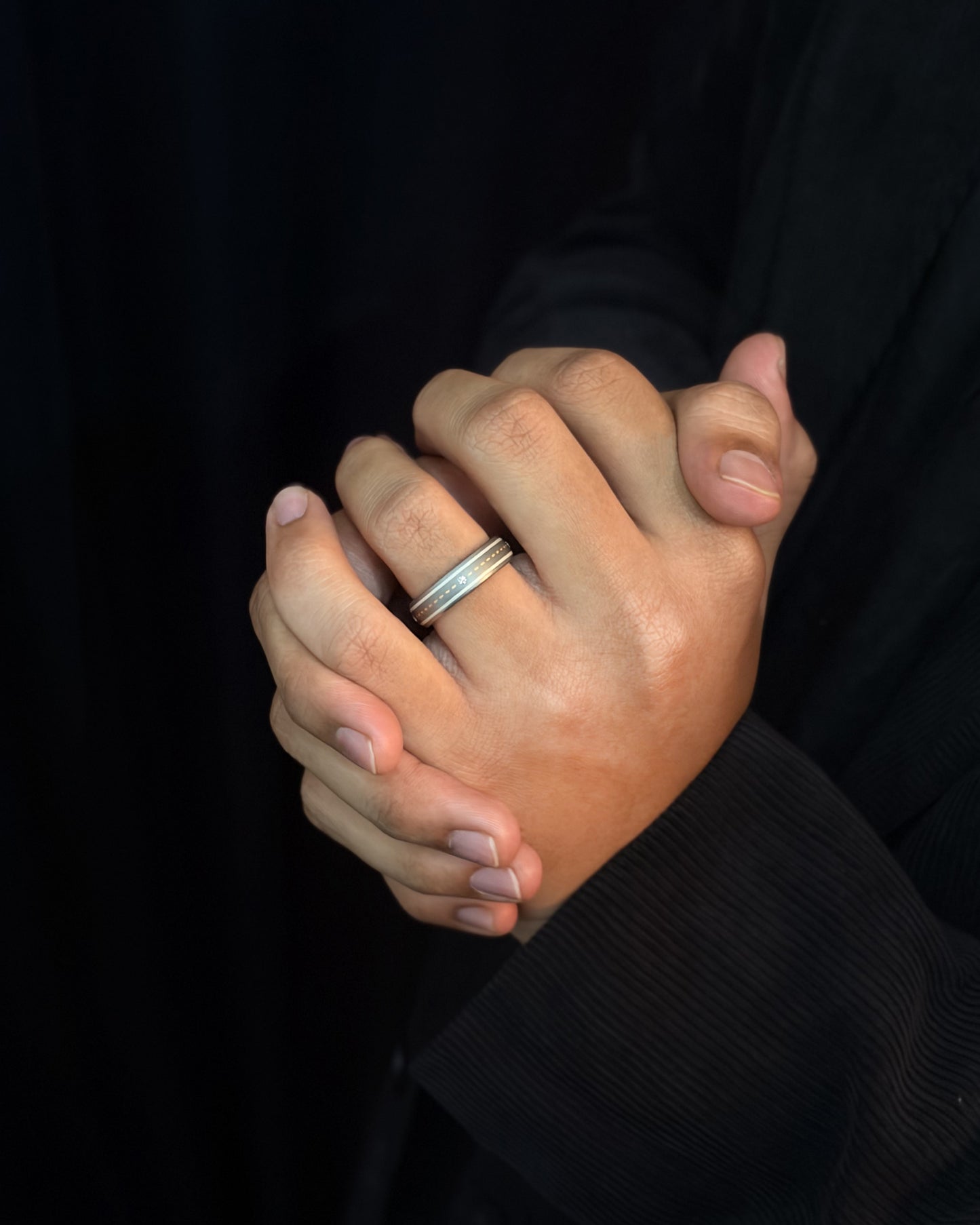 Mens's Silver Titanium Ring with Matte Finish