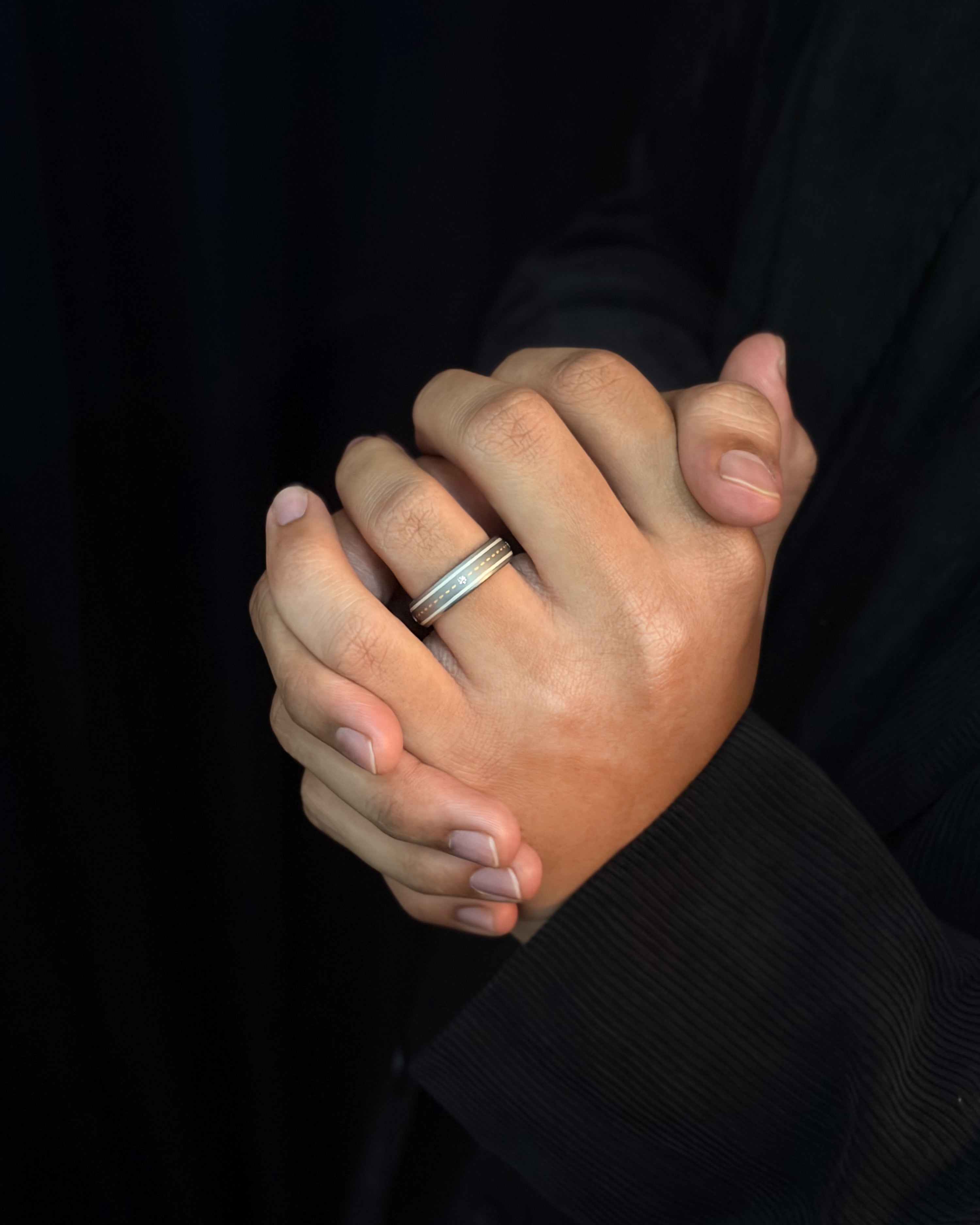 Mens's Silver Titanium Ring with Matte Finish