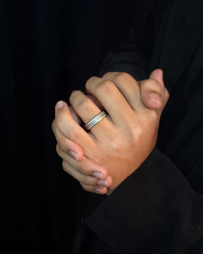 Mens's Silver Titanium Ring with Matte Finish