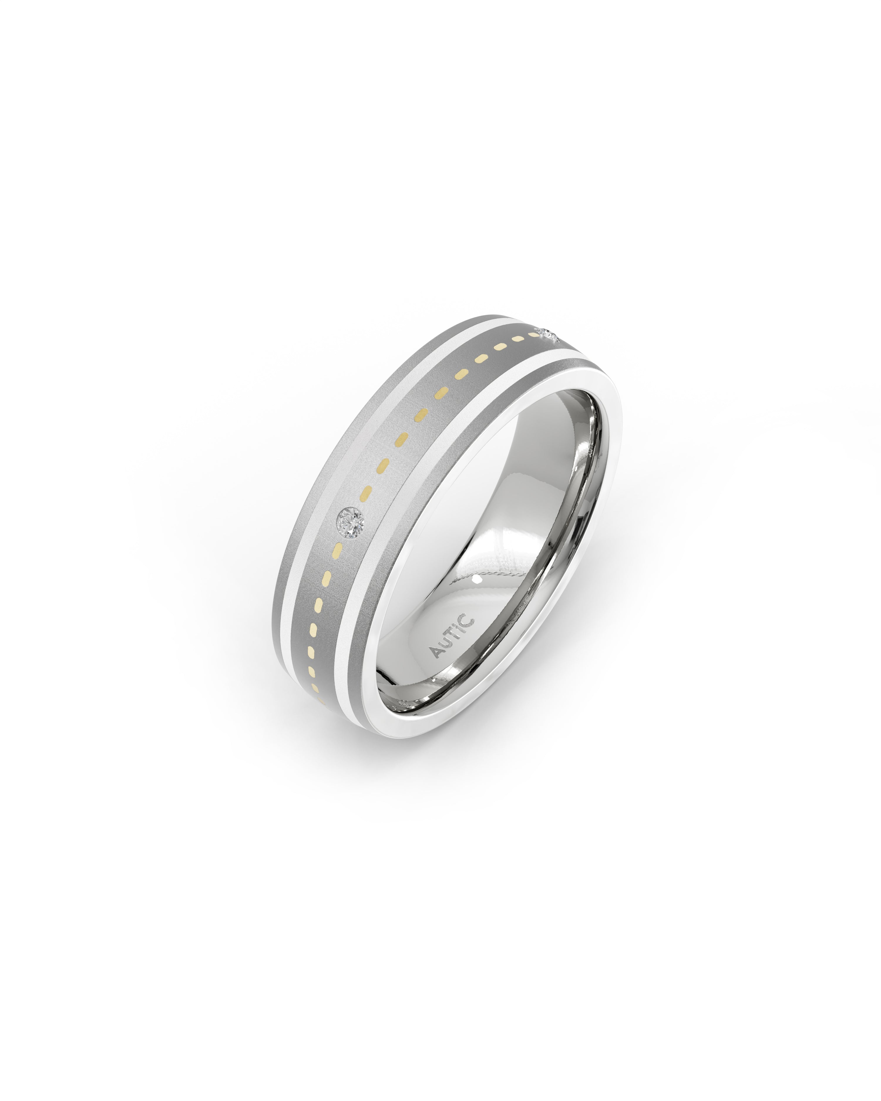 Mens's Silver Titanium Ring with Matte Finishv