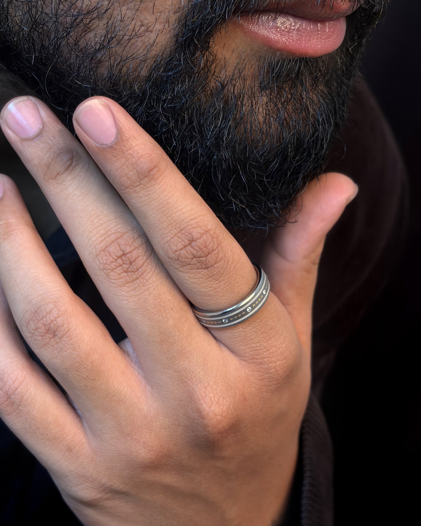 Mens's Silver Titanium Ring with Matte Finish