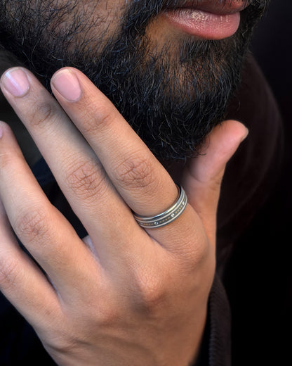 Mens's Silver Titanium Ring with Matte Finish