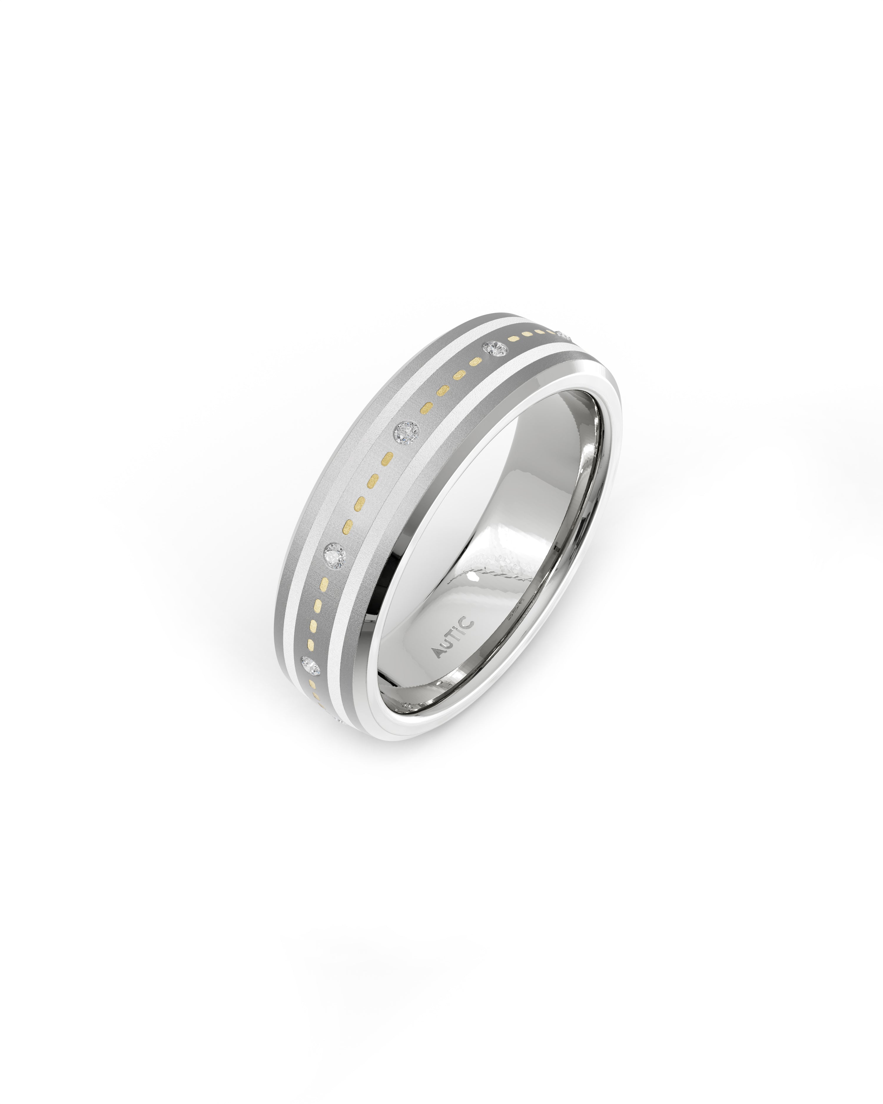 Mens's Silver Titanium Ring with Matte Finish