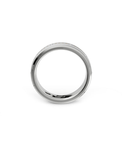 Mens's Silver Titanium Ring with Matte Finish