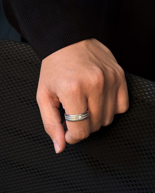 Mens's Silver Titanium Ring with Matte Finish