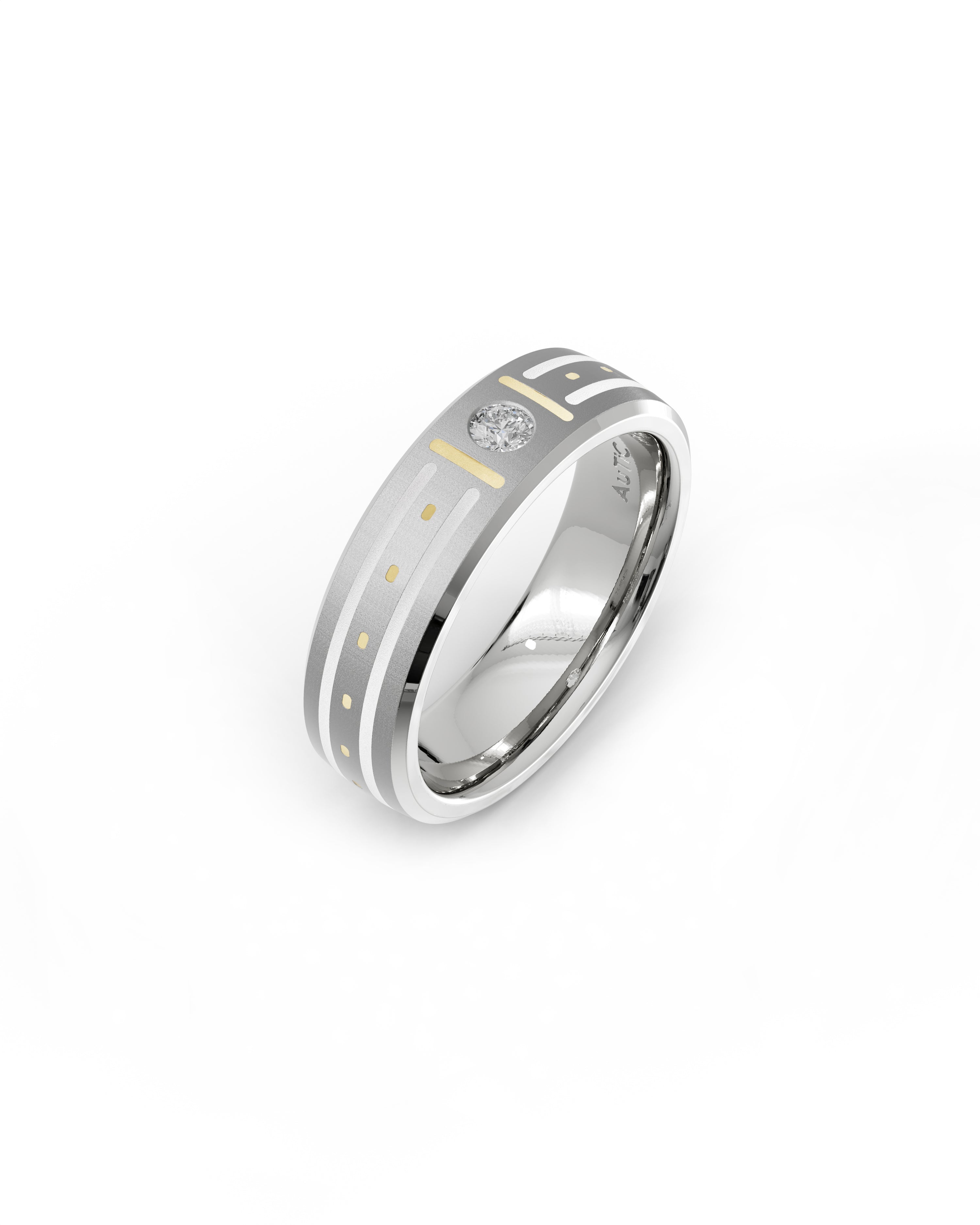 Mens's Silver Titanium Ring with Matte Finish