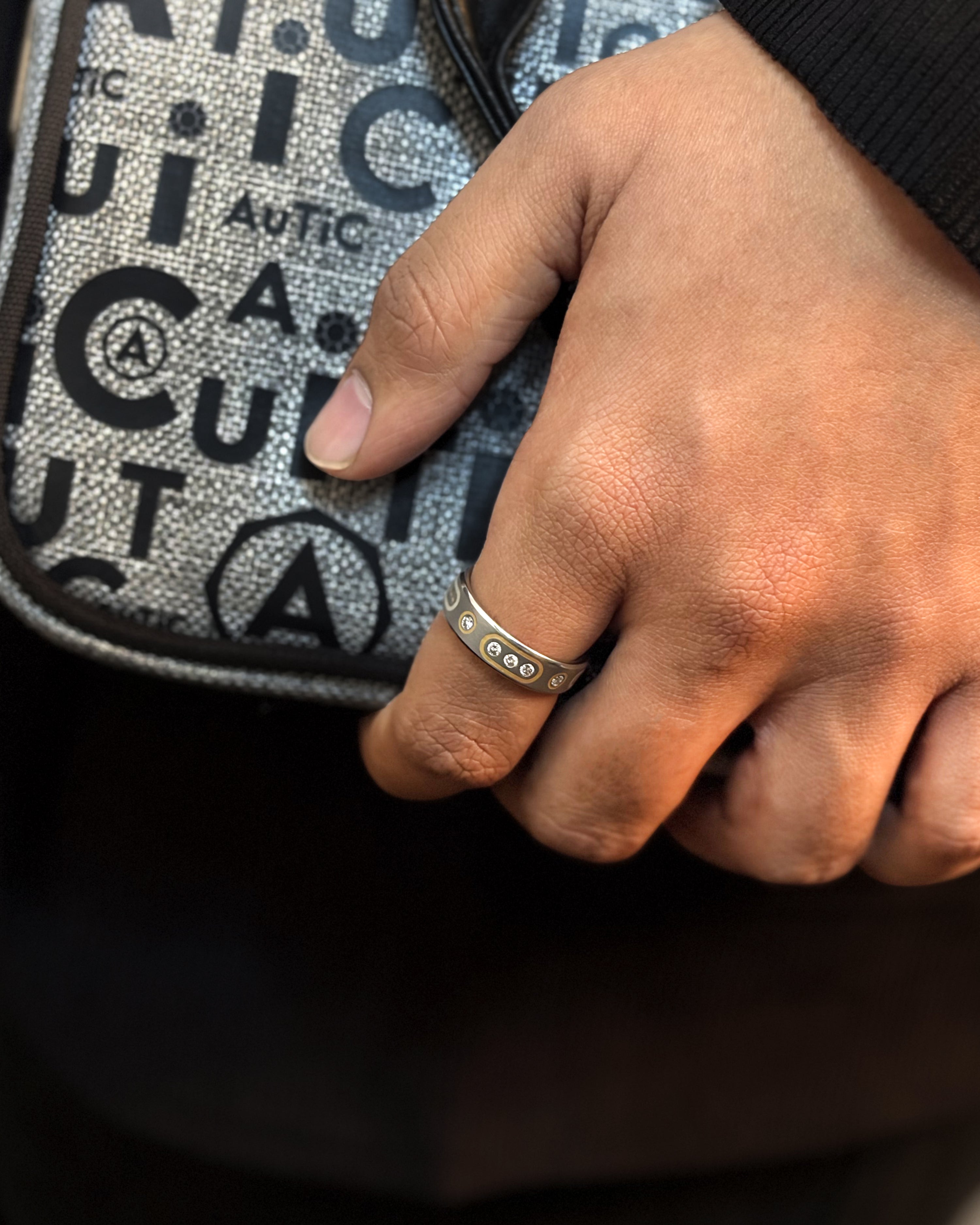 Mens's Silver Titanium Ring with Matte Finish