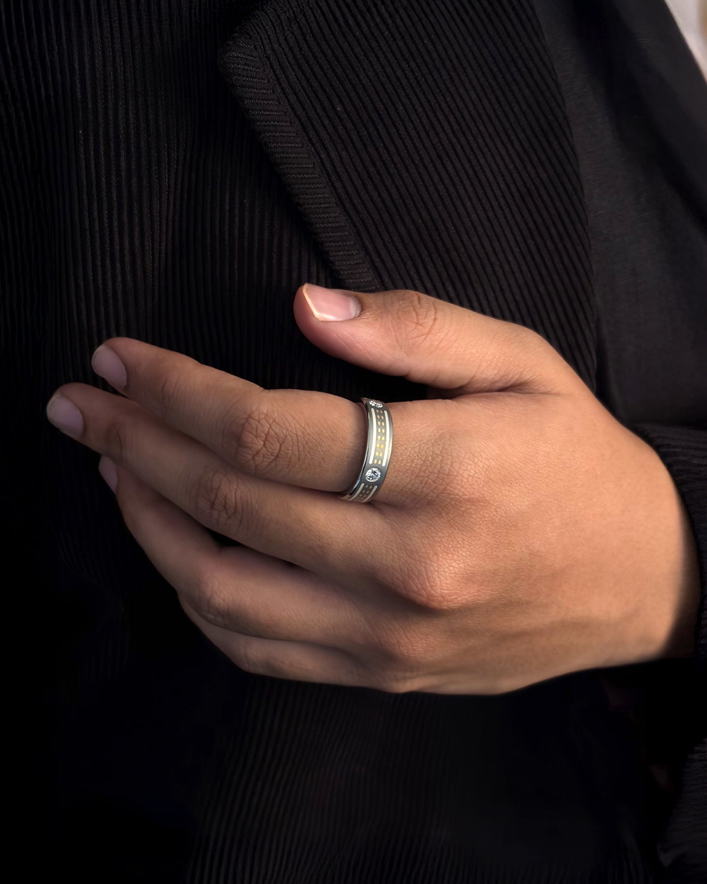 Mens's Silver Titanium Ring with Matte Finish