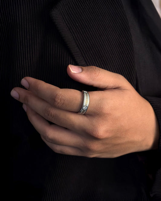 Mens's Silver Titanium Ring with Matte Finish