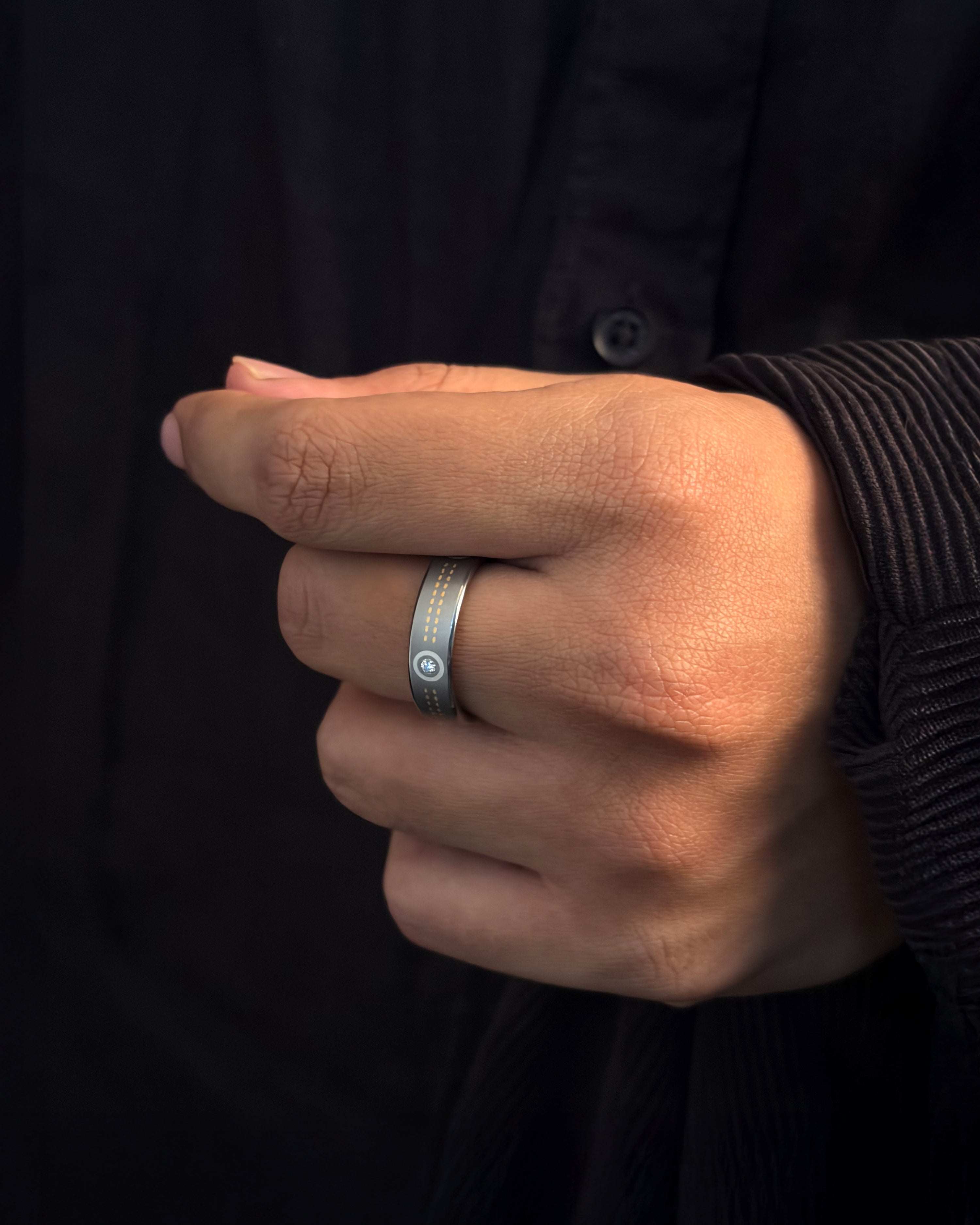Mens's Silver Titanium Ring with Matte Finish