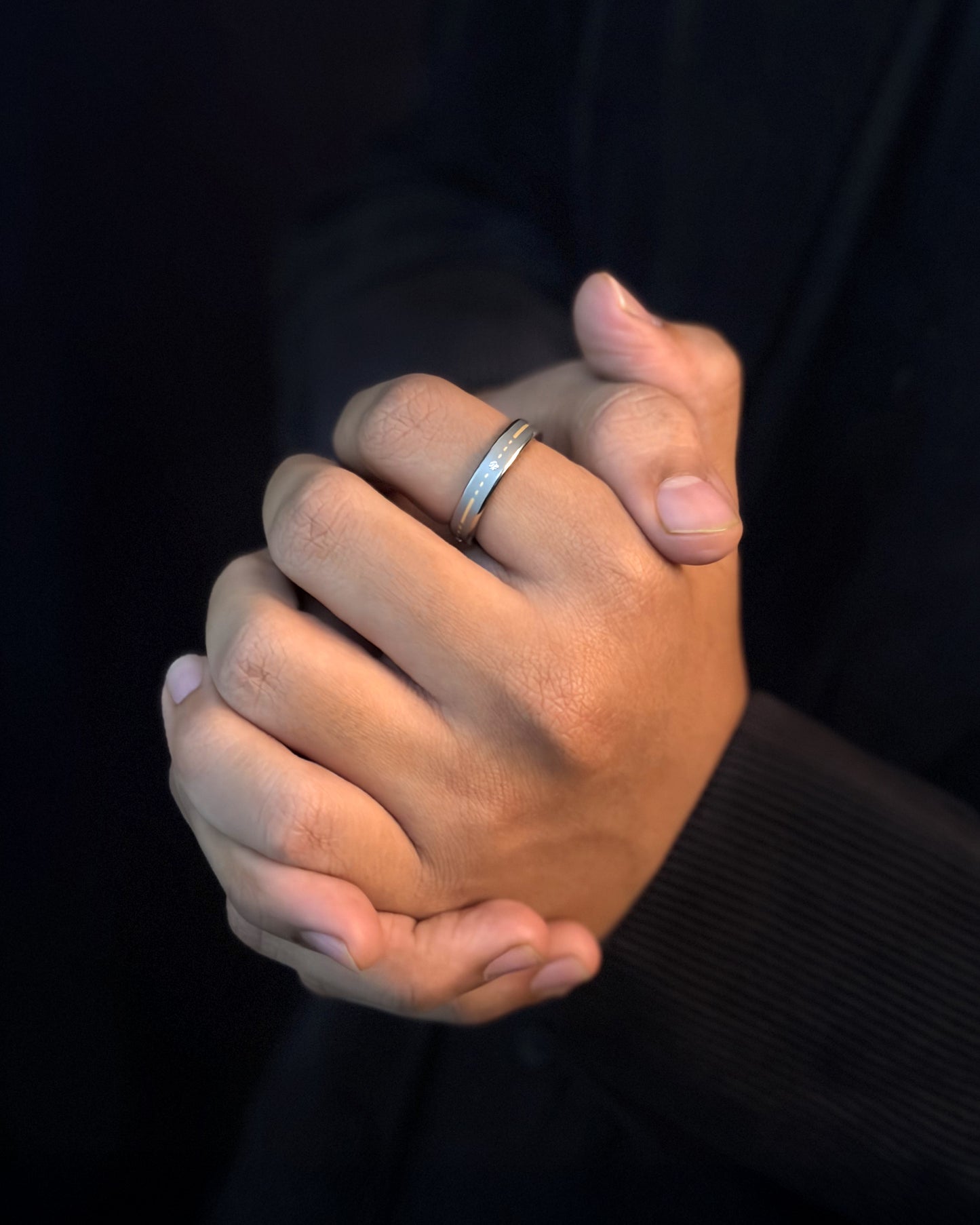 Mens's Silver Titanium Ring with Matte Finish