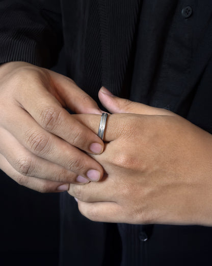 Mens's Silver Titanium Ring with Matte Finish
