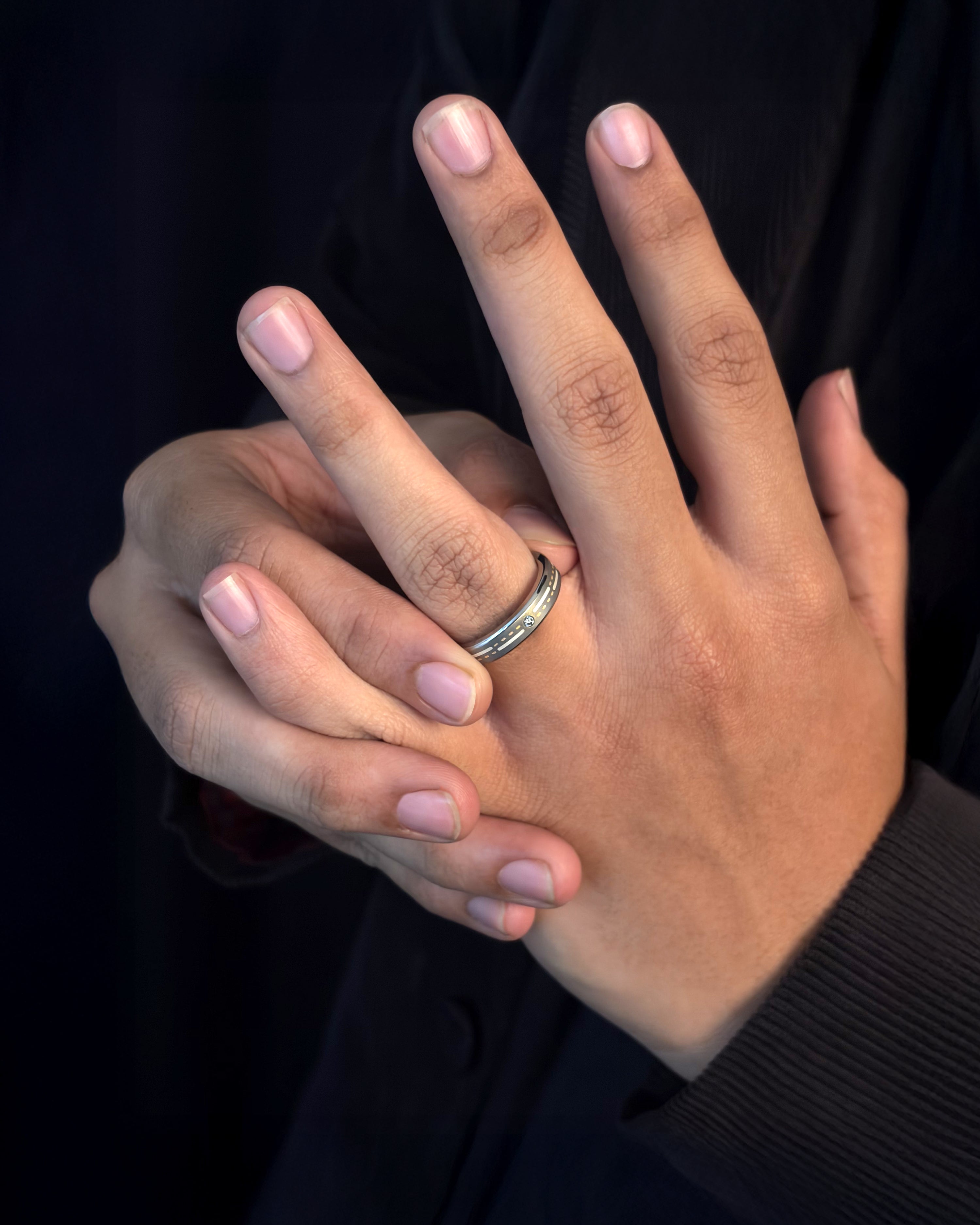 Mens's Silver Titanium Ring with Matte Finish