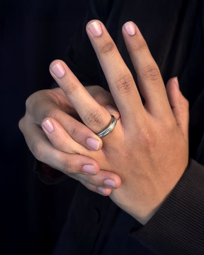 Mens's Silver Titanium Ring with Matte Finish