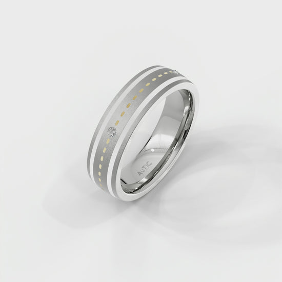 Mens's Silver Titanium Ring with Matte Finish