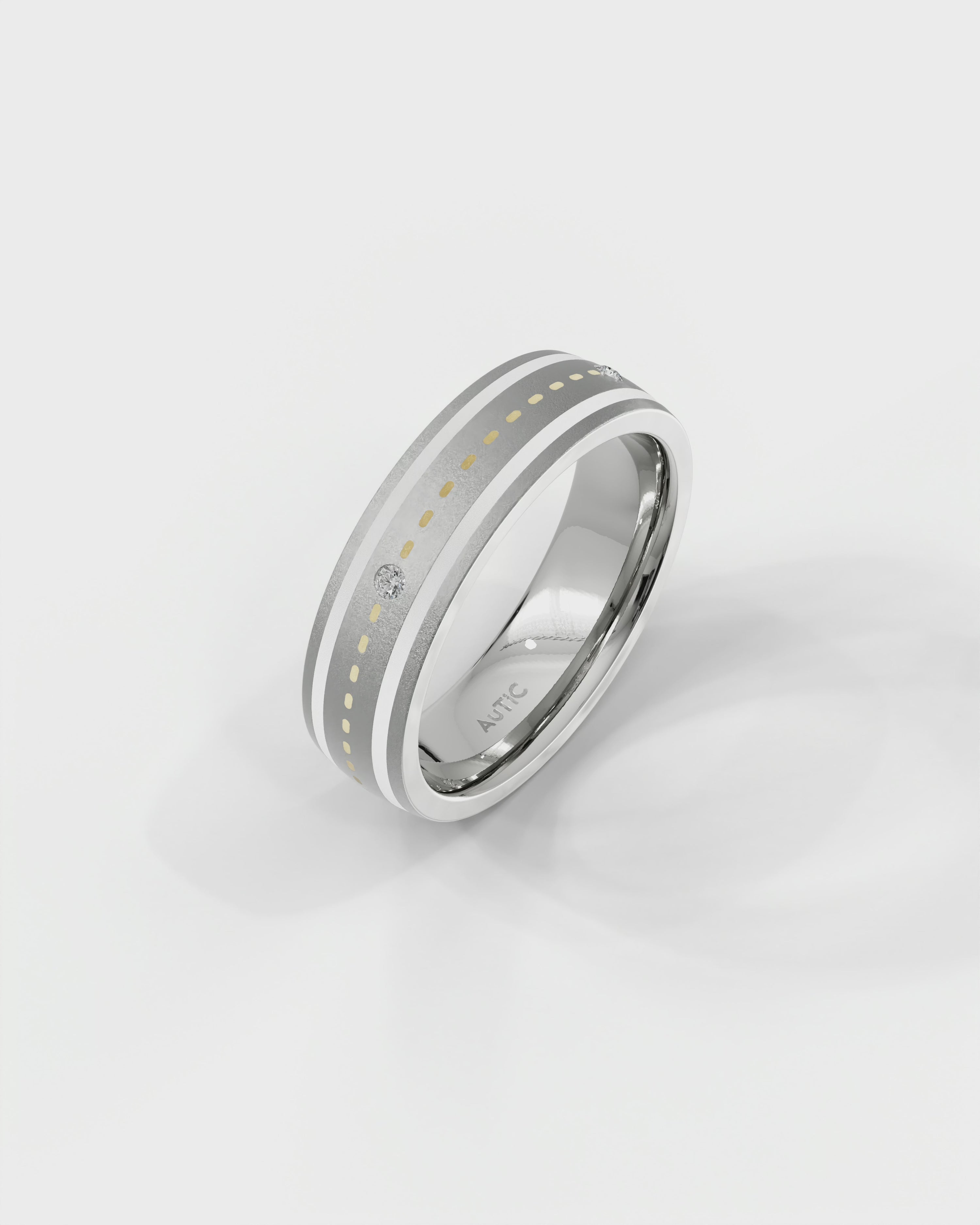 Mens's Silver Titanium Ring with Matte Finish