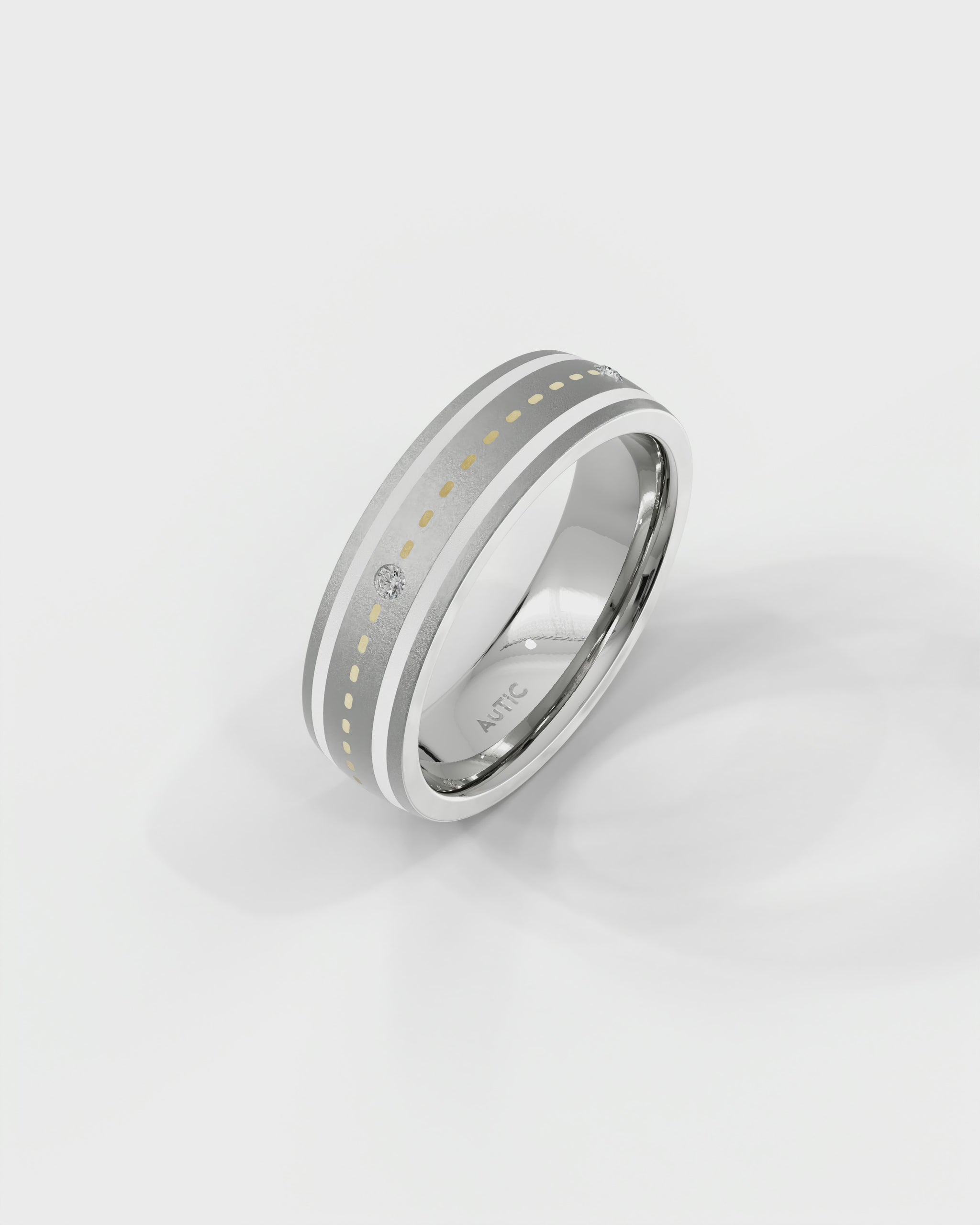 Mens's Silver Titanium Ring with Matte Finish