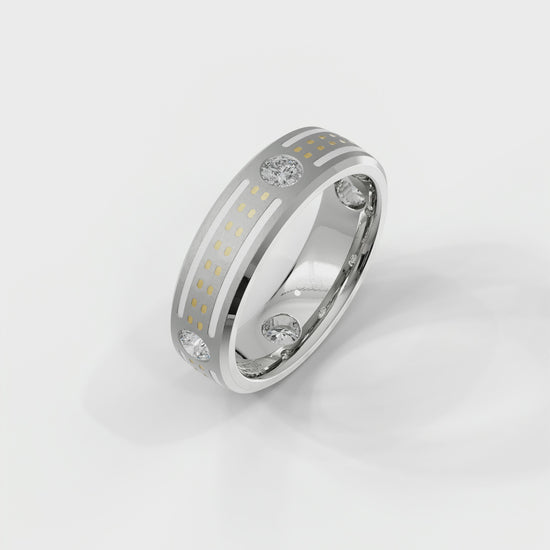 Mens's Silver Titanium Ring with Matte Finish