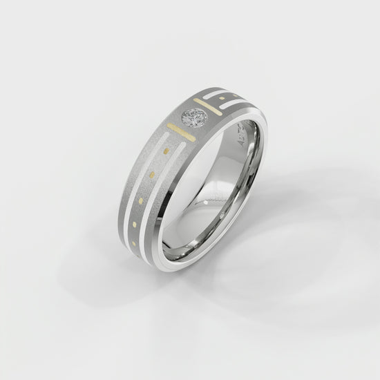 Mens's Silver Titanium Ring with Matte Finish