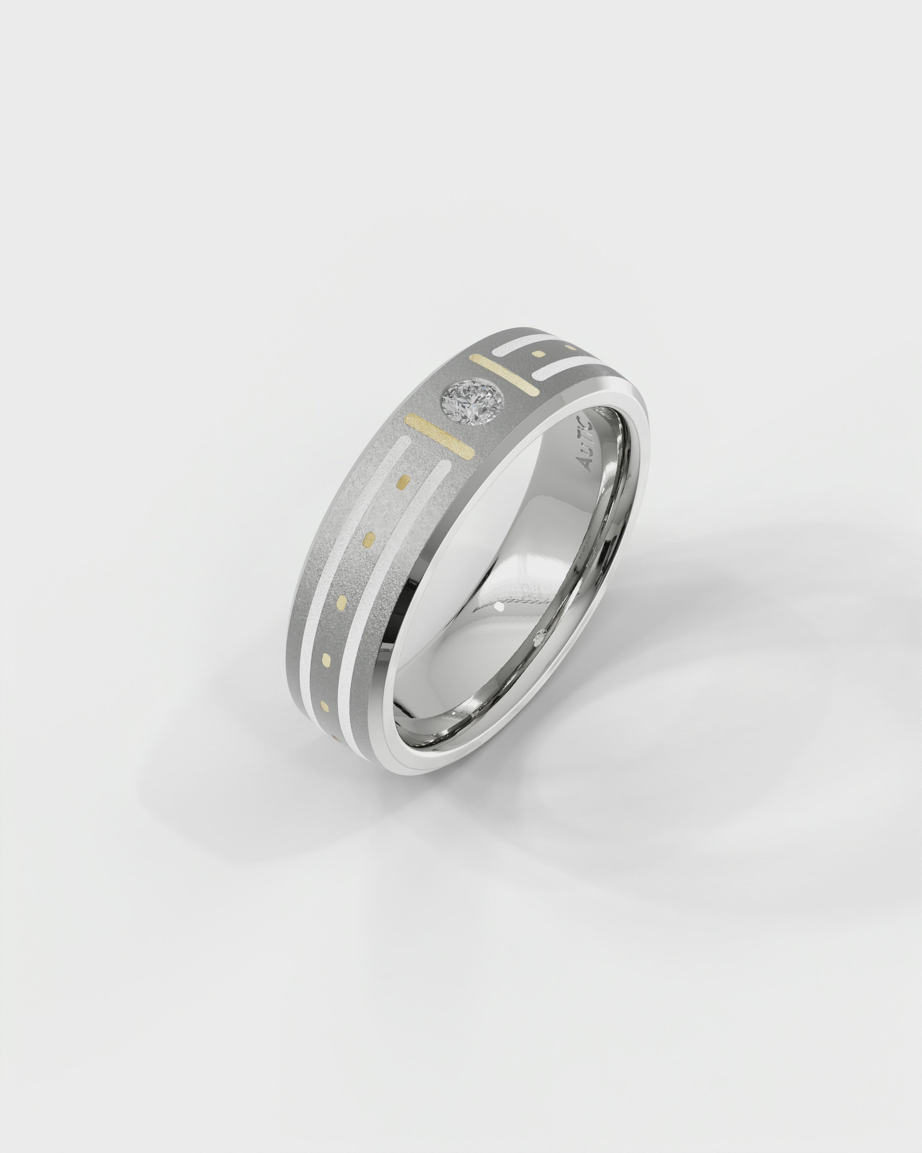 Mens's Silver Titanium Ring with Matte Finish