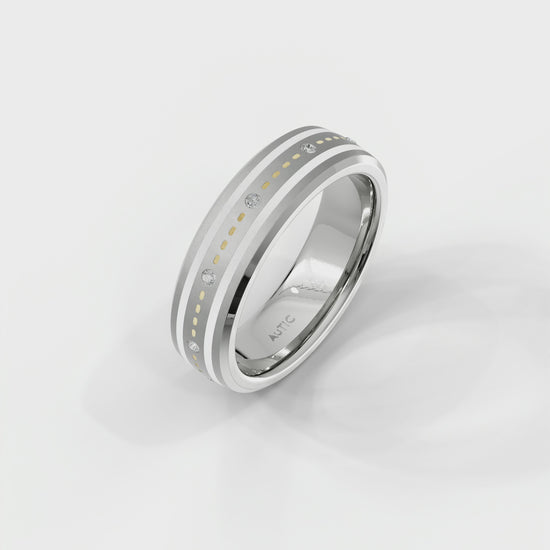 Mens's Silver Titanium Ring with Matte Finish