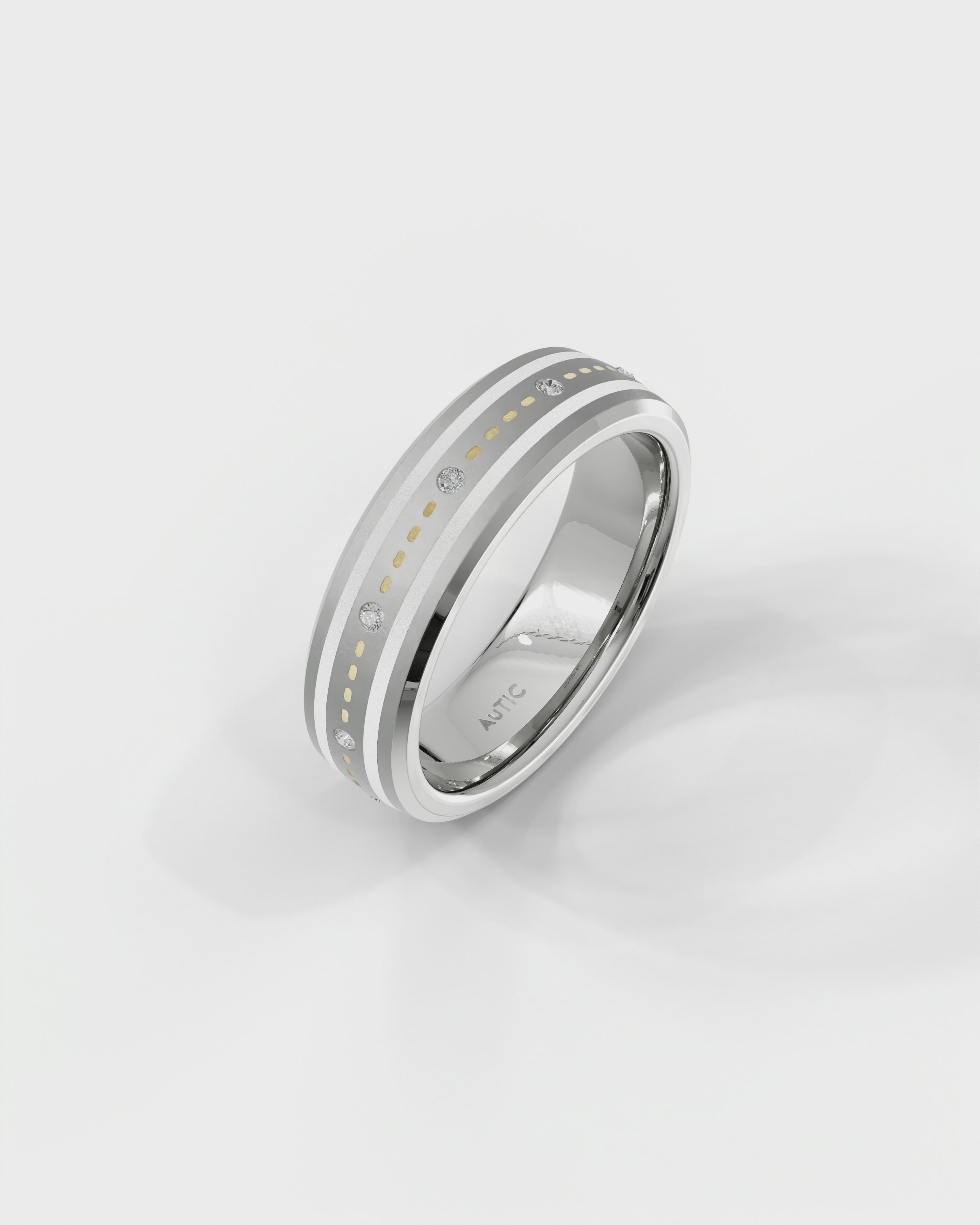 Mens's Silver Titanium Ring with Matte Finish