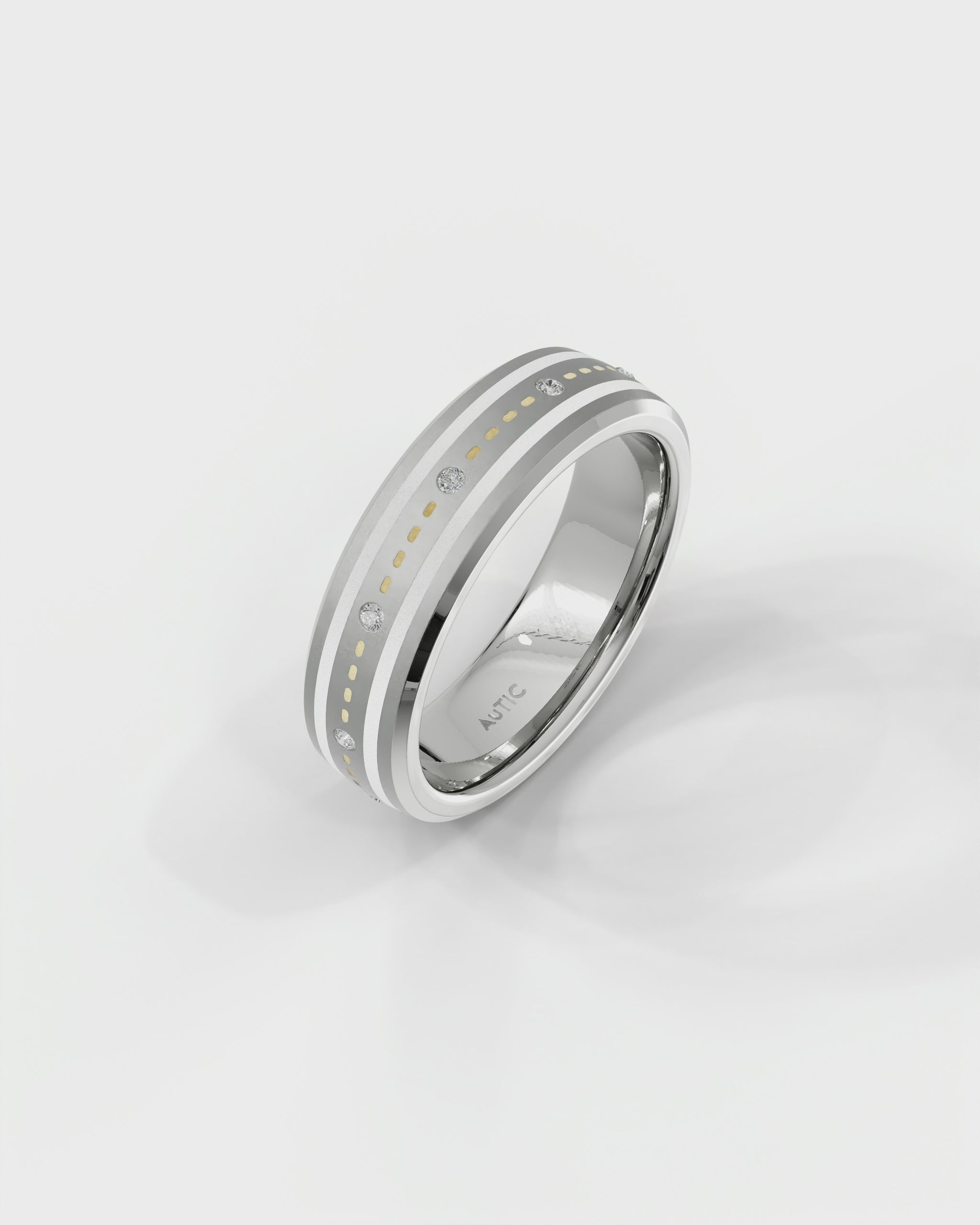 Mens's Silver Titanium Ring with Matte Finish