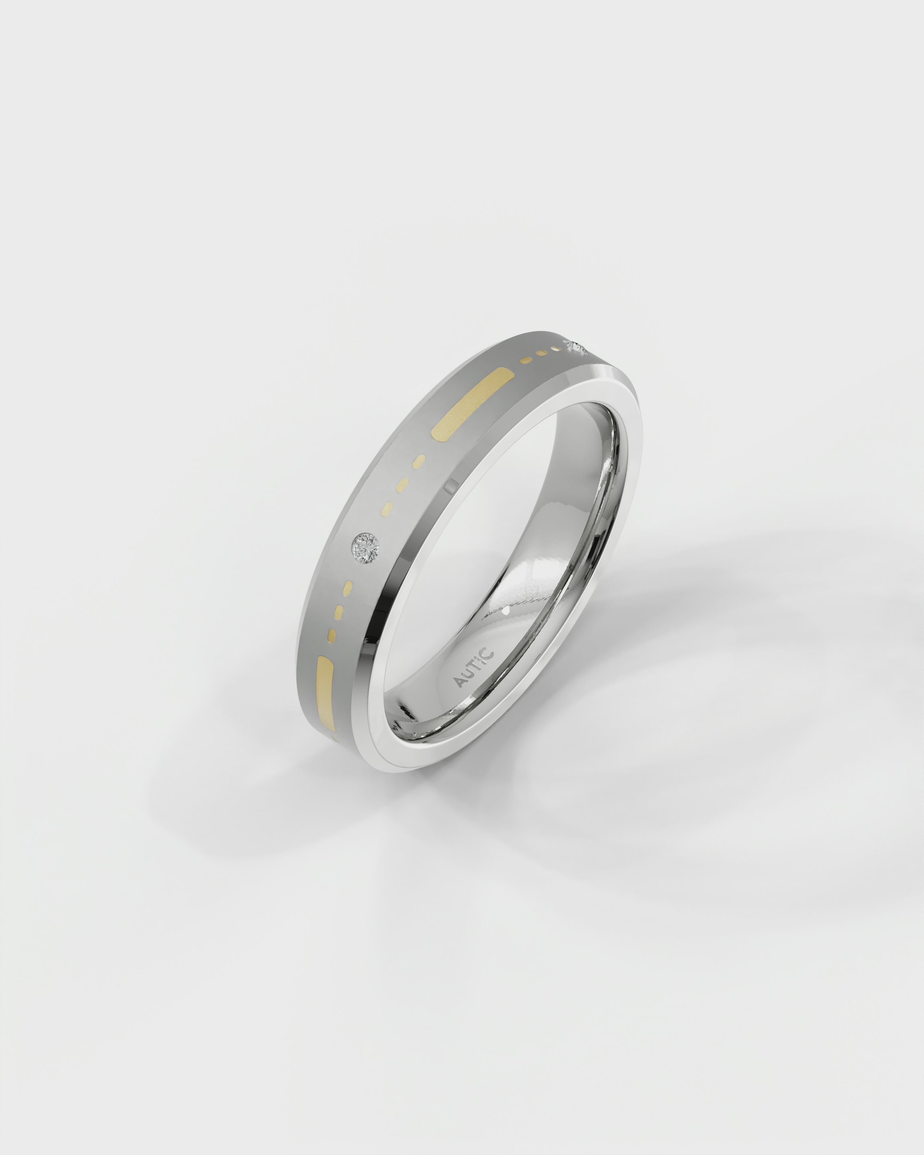 Mens's Silver Titanium Ring with Matte Finish