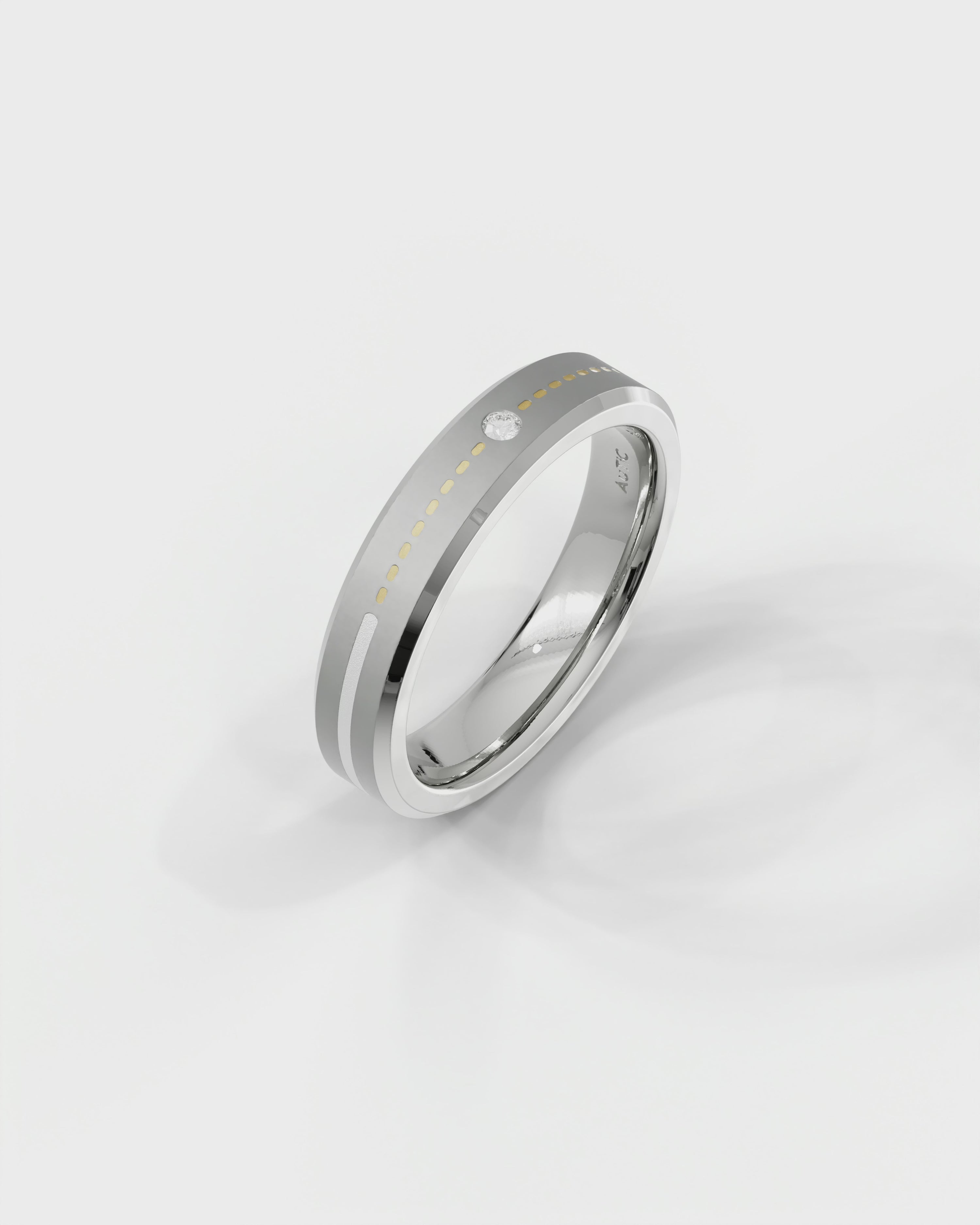 Mens's Silver Titanium Ring with Matte Finish